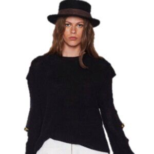 Isla Cutout Sleeve Knit Sweater in M and L, Black